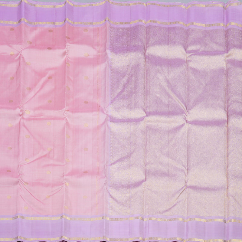 Hayagrivas Onion Pink Handloom Kanjivaram Silk Saree with Lavender Border KBD1899B6-1