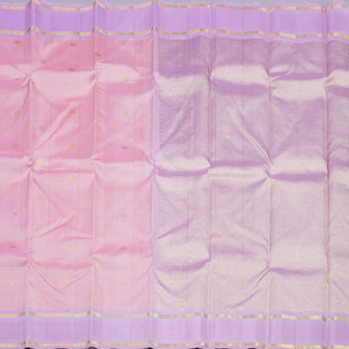 Hayagrivas Onion Pink Handloom Kanjivaram Silk Saree with Lavender Border KBD1899B6-1