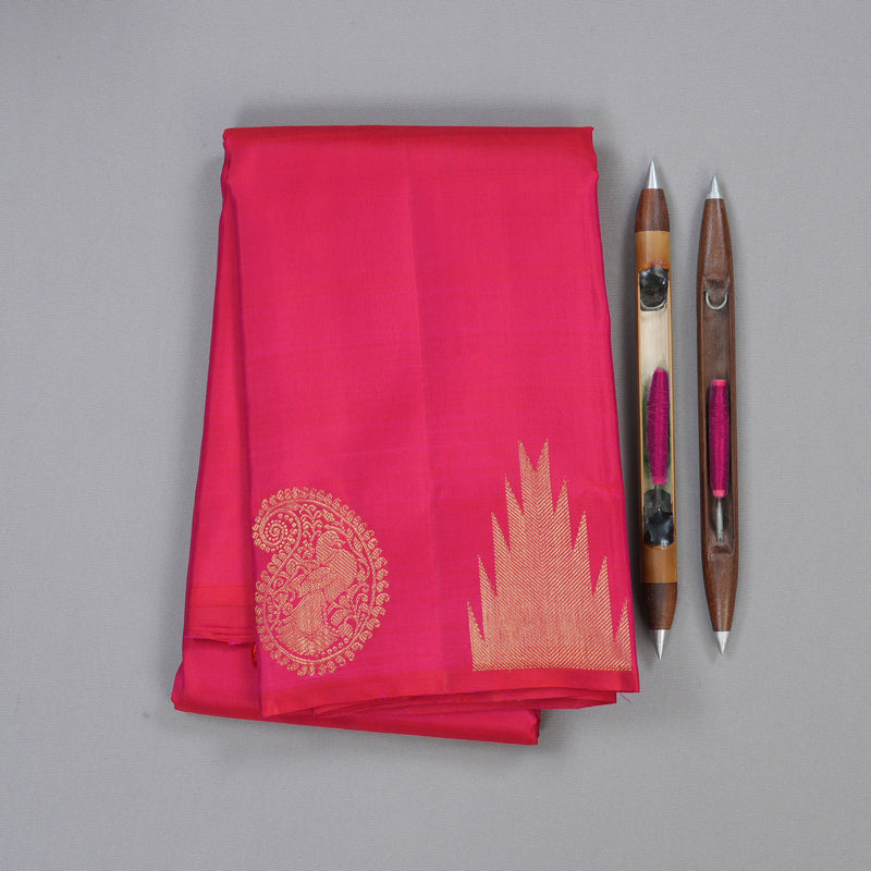 Hayagrivas Handloom Kanjivaram Silk Saree in Ruby Reddish Pink KBD1900B1-3