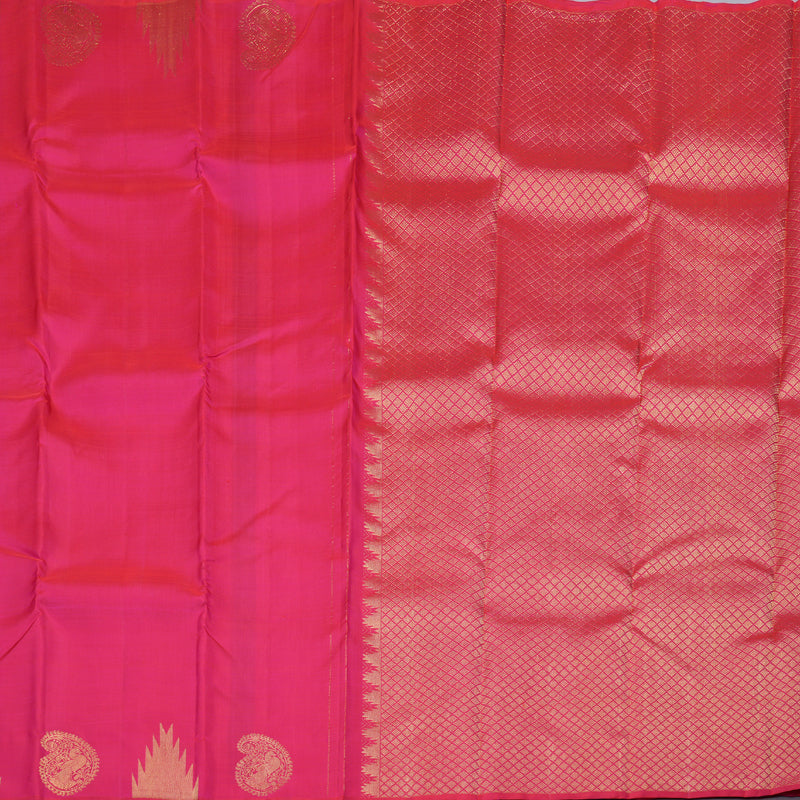 Hayagrivas Handloom Kanjivaram Silk Saree in Ruby Reddish Pink KBD1900B1-3
