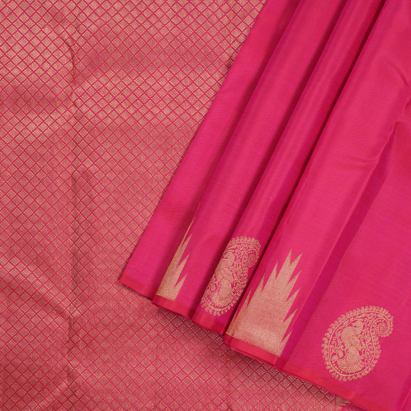 Hayagrivas Handloom Kanjivaram Silk Saree in Ruby Reddish Pink KBD1900B1-3