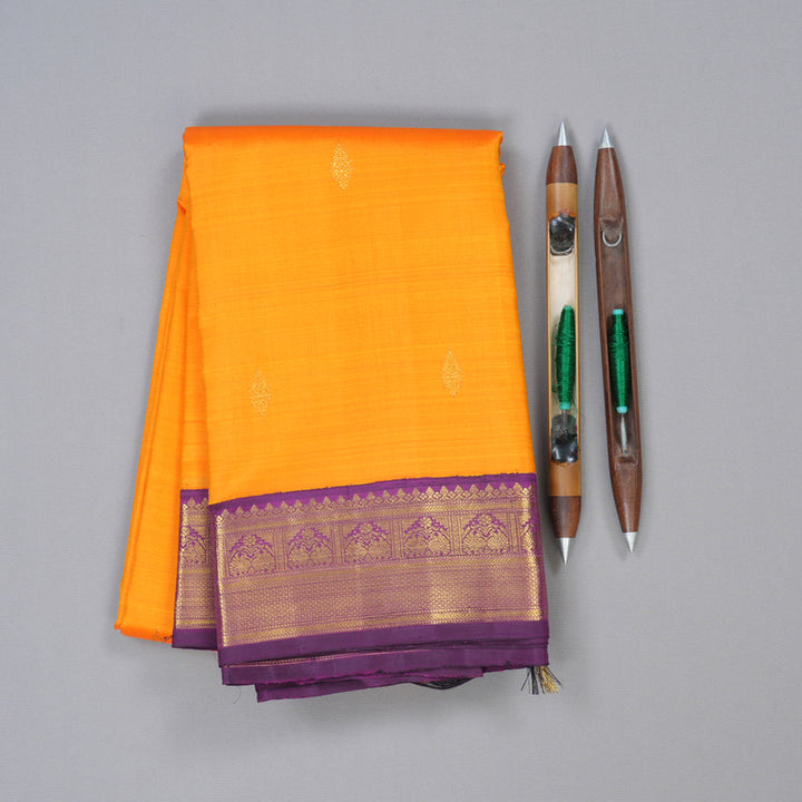 Hayagrivas Handloom Kanjivaram Silk Saree in mango-yellow KBD1904B2-1