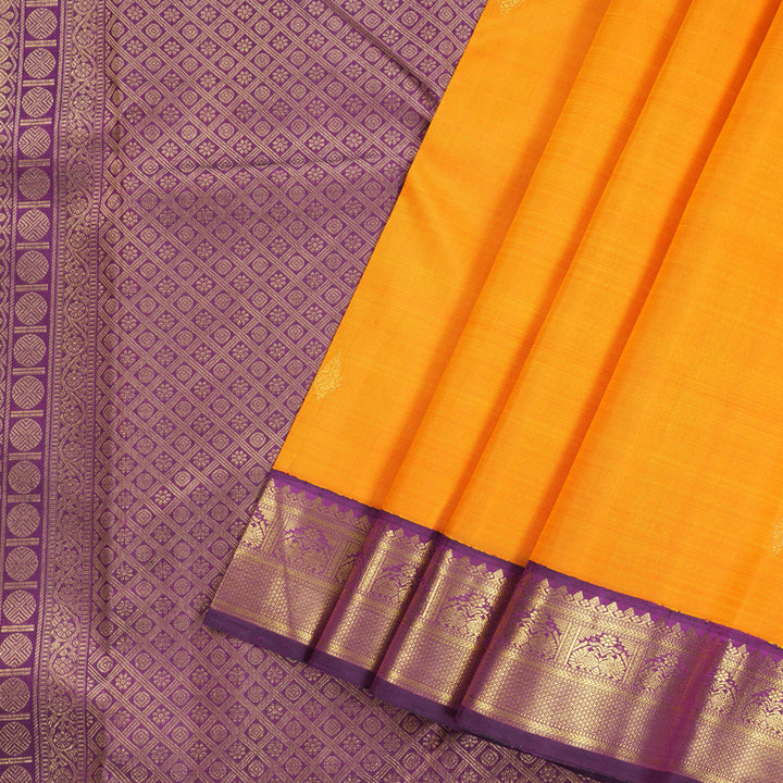 Hayagrivas Handloom Kanjivaram Silk Saree in mango-yellow KBD1904B2-1