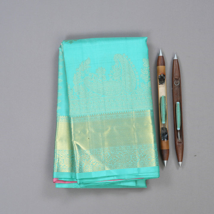 Hayagrivas Handloom Kanjivaram Silk Saree in Refreshing Sea Blue KBD1913B2-1
