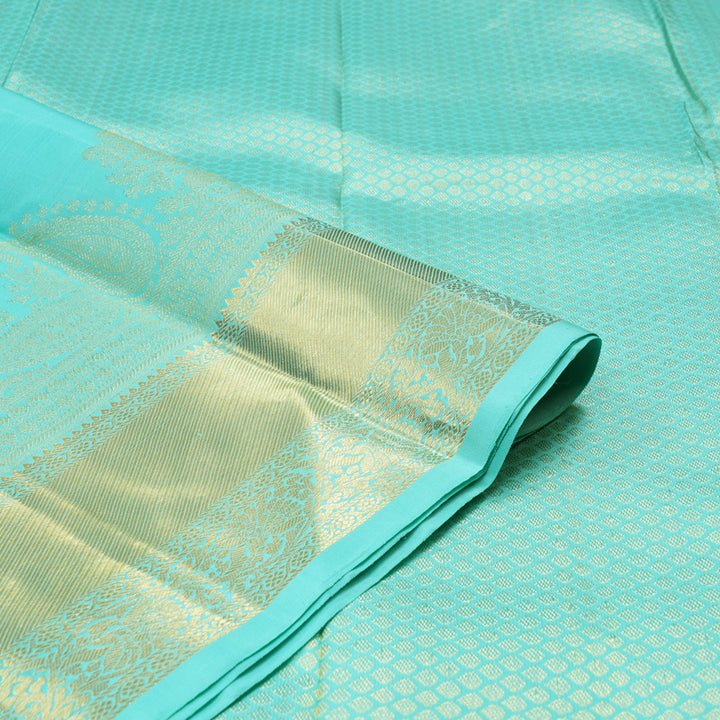 Hayagrivas Handloom Kanjivaram Silk Saree in Refreshing Sea Blue KBD1913B2-1