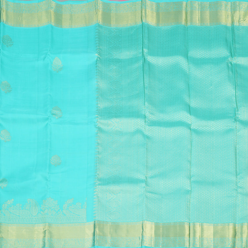 Hayagrivas Handloom Kanjivaram Silk Saree in Refreshing Sea Blue KBD1913B2-1