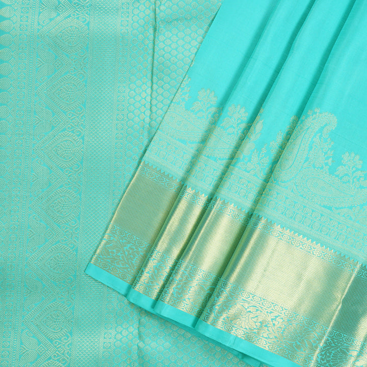 Hayagrivas Handloom Kanjivaram Silk Saree in Refreshing Sea Blue KBD1913B2-1