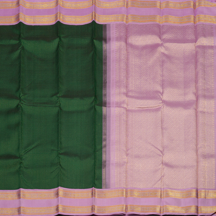 Hayagrivas Handloom Bottle Green Kanjivaram Silk Saree with Lavendar border KBD1914B6-1