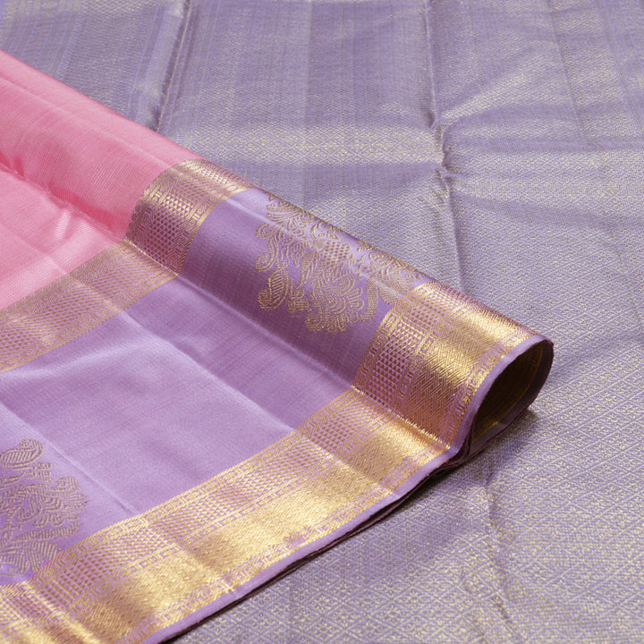 Hayagrivas Baby Pink Handloom Kanjivaram Silk Saree with Lavender Border KBD1915B2-1