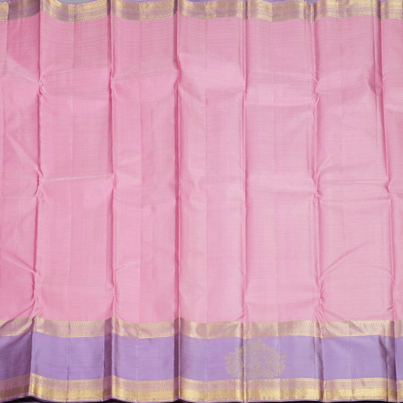 Hayagrivas Baby Pink Handloom Kanjivaram Silk Saree with Lavender Border KBD1915B2-1