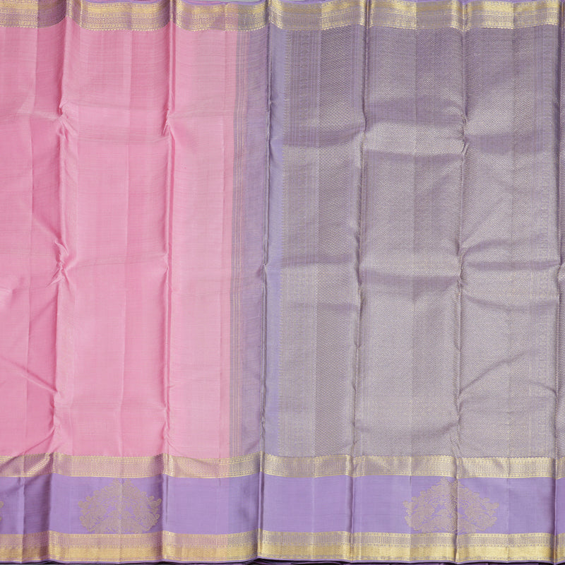 Hayagrivas Baby Pink Handloom Kanjivaram Silk Saree with Lavender Border KBD1915B2-1