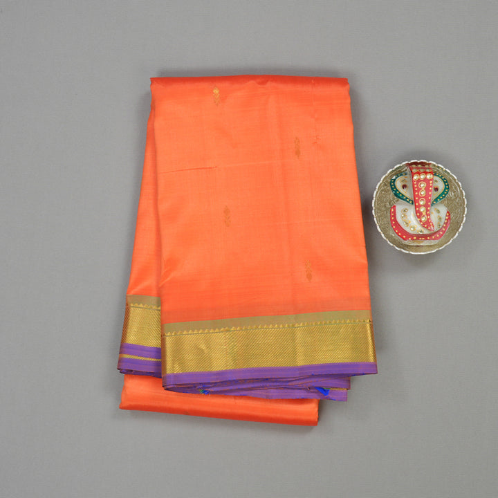 Hayagrivas Handloom Orange Kanjivaram Silk Saree with Royal Beige Border KBD1921B4-18