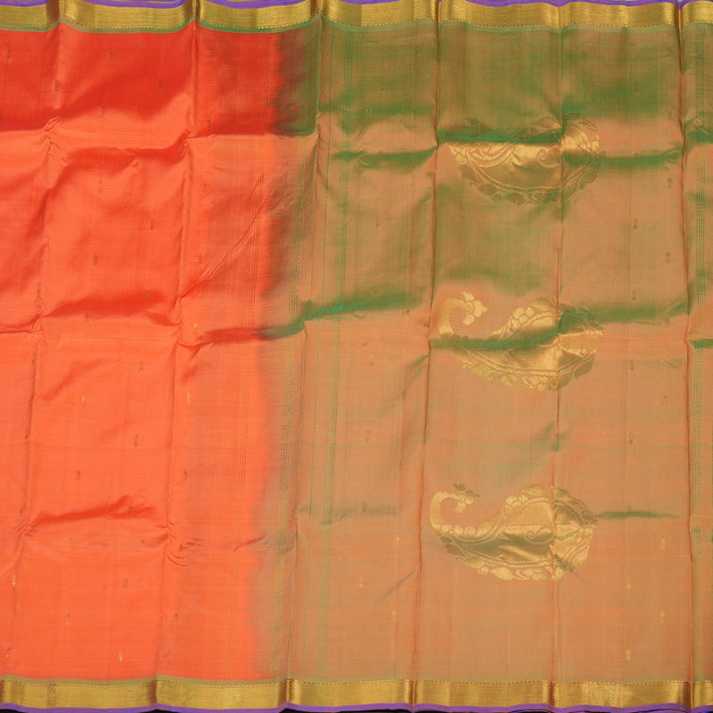 Hayagrivas Handloom Orange Kanjivaram Silk Saree with Royal Beige Border KBD1921B4-18