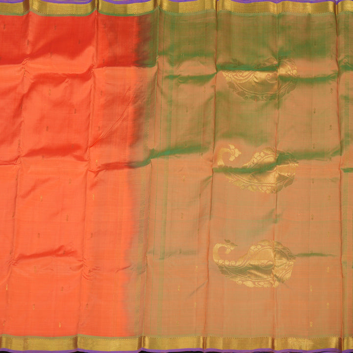 Hayagrivas Handloom Orange Kanjivaram Silk Saree with Royal Beige Border KBD1921B4-18