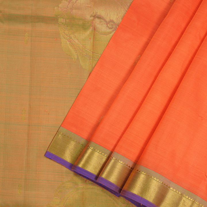 Hayagrivas Handloom Orange Kanjivaram Silk Saree with Royal Beige Border KBD1921B4-18