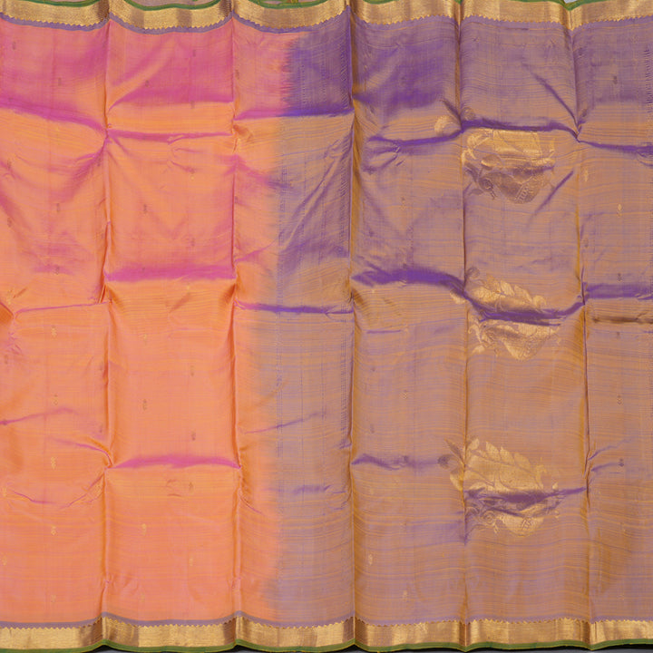 Hayagrivas Dual Tone (Pink With Yellow) Handloom Kanjivaram Silk Saree with Dual Tone (Blue With Yellow) Border KBD1921B4-23