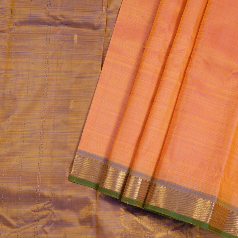Hayagrivas Dual Tone (Pink With Yellow) Handloom Kanjivaram Silk Saree with Dual Tone (Blue With Yellow) Border KBD1921B4-23