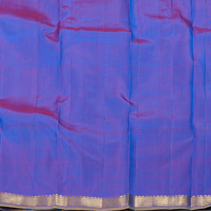 Hayagrivas Peacock Blue Handloom Kanjivaram Silk Saree with Purple Border KBD1921B5-3