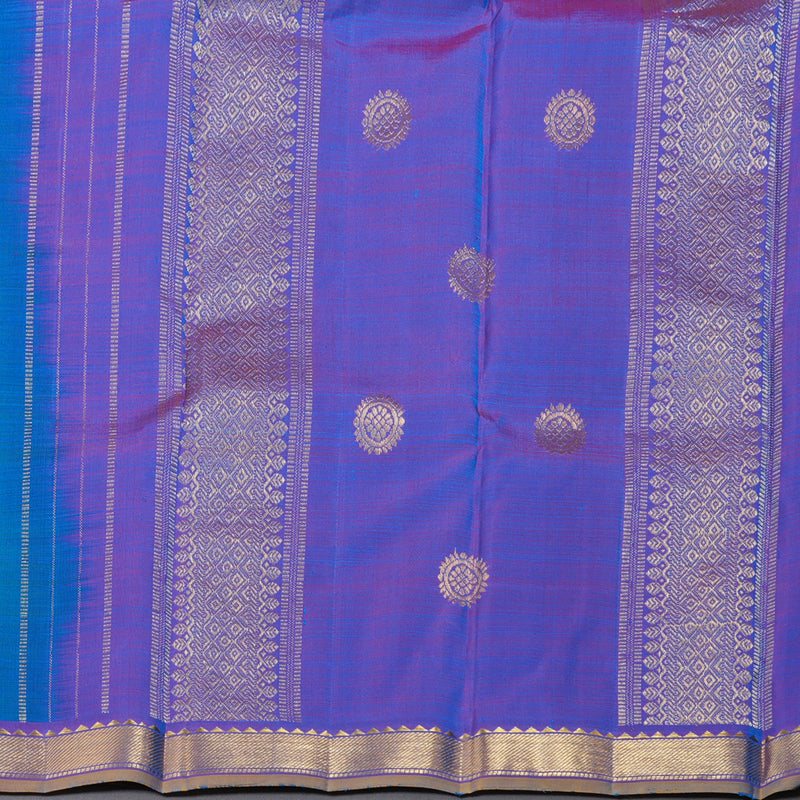 Hayagrivas Peacock Blue Handloom Kanjivaram Silk Saree with Purple Border KBD1921B5-3