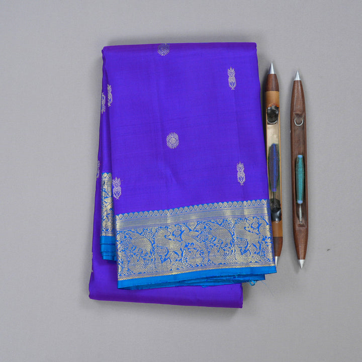Hayagrivas Handloom Kanjivaram Silk Saree in Dazzling Blue KBD1921B7-10