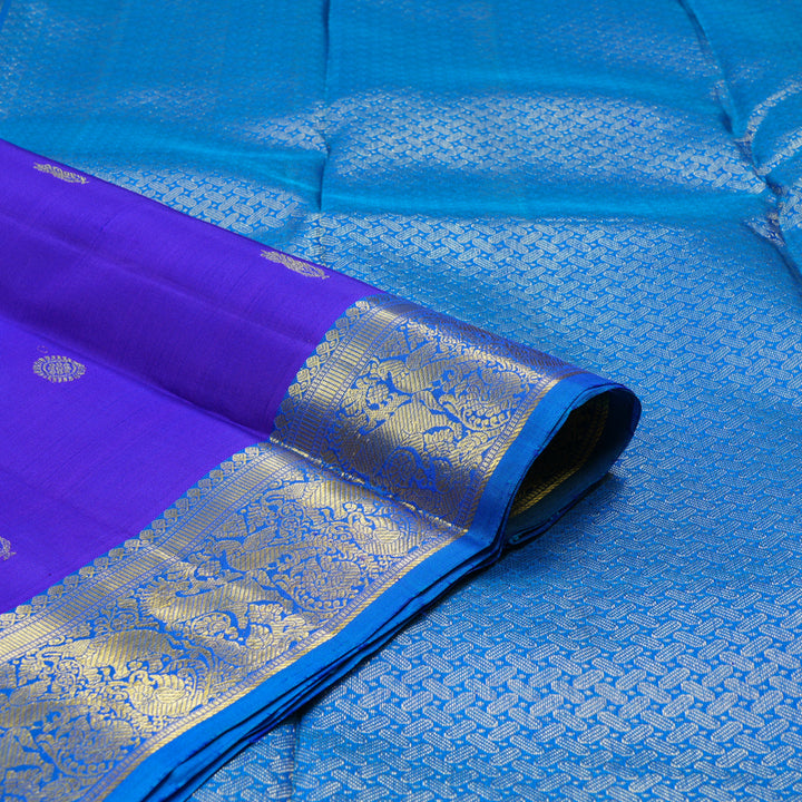 Hayagrivas Handloom Kanjivaram Silk Saree in Dazzling Blue KBD1921B7-10