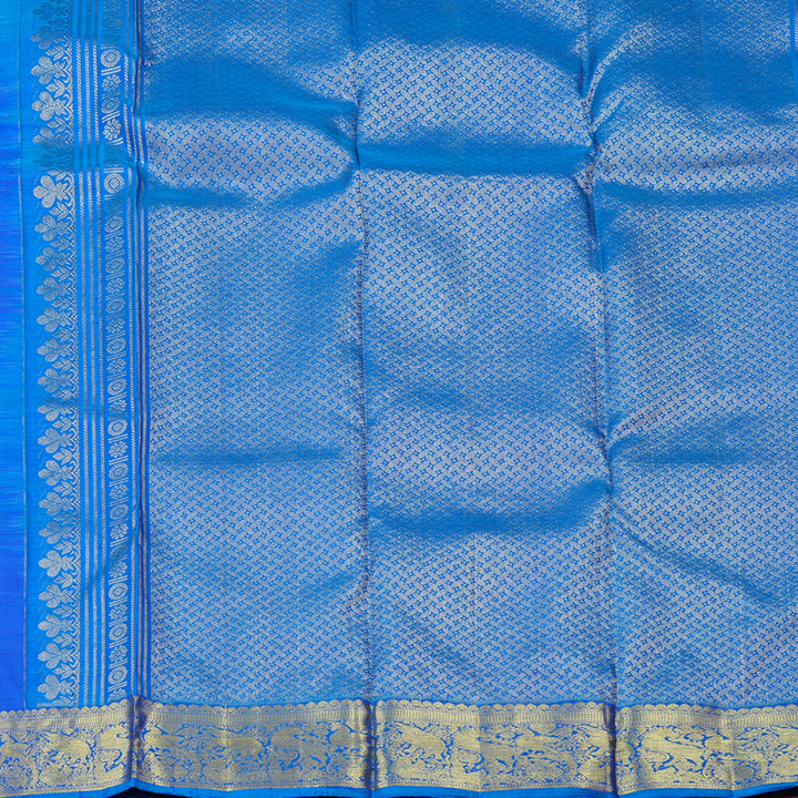 Hayagrivas Handloom Kanjivaram Silk Saree in Dazzling Blue KBD1921B7-10