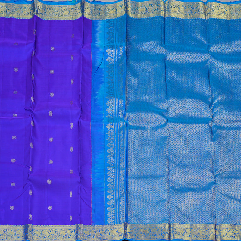 Hayagrivas Handloom Kanjivaram Silk Saree in Dazzling Blue KBD1921B7-10