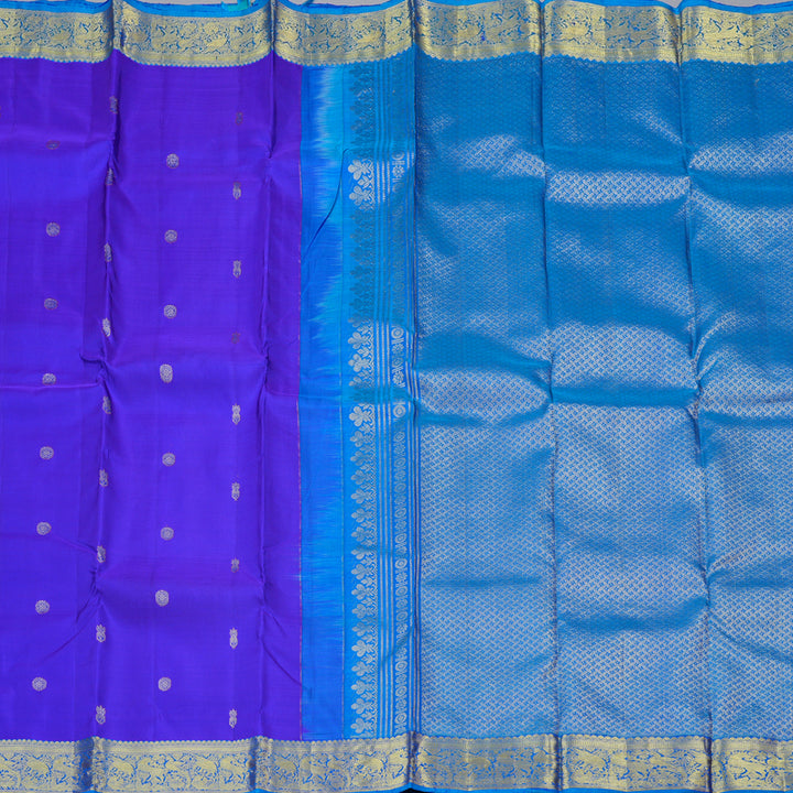 Hayagrivas Handloom Kanjivaram Silk Saree in Dazzling Blue KBD1921B7-10