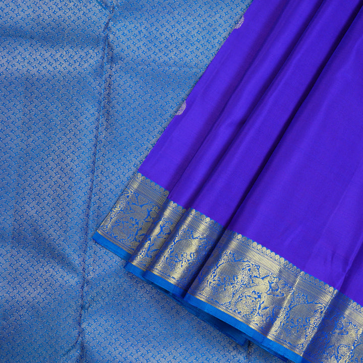 Hayagrivas Handloom Kanjivaram Silk Saree in Dazzling Blue KBD1921B7-10