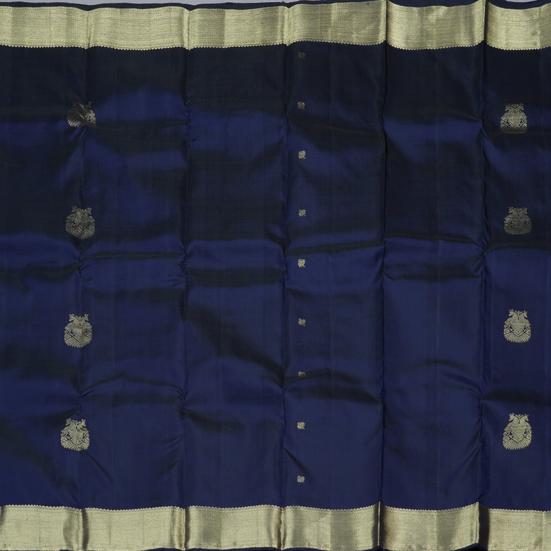 Hayagrivas Handloom Kanjivaram Silk Saree in Opulent Dark Blue KBD1921B7-14