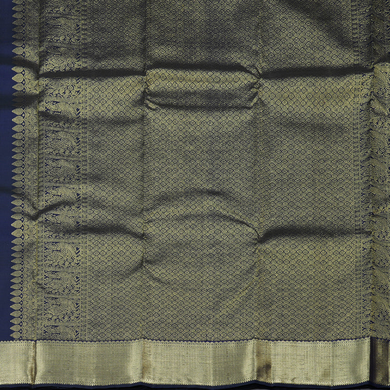 Hayagrivas Handloom Kanjivaram Silk Saree in Opulent Dark Blue KBD1921B7-14