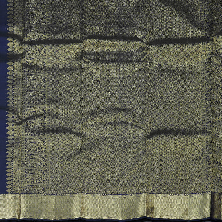 Hayagrivas Handloom Kanjivaram Silk Saree in Opulent Dark Blue KBD1921B7-14