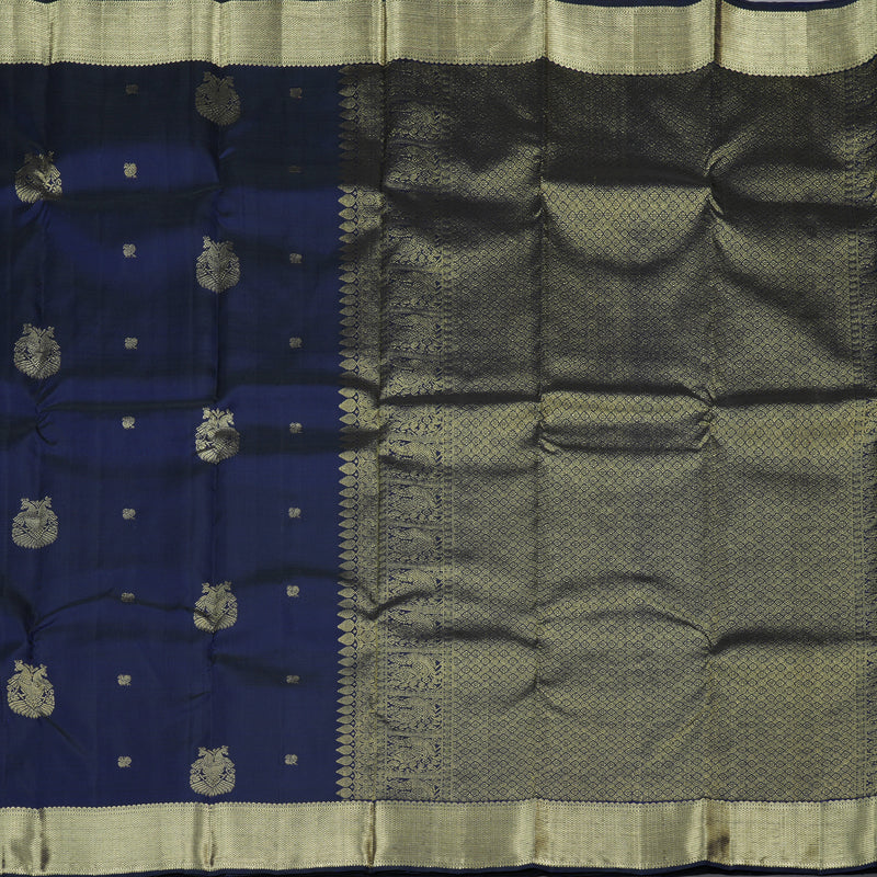 Hayagrivas Handloom Kanjivaram Silk Saree in Opulent Dark Blue KBD1921B7-14