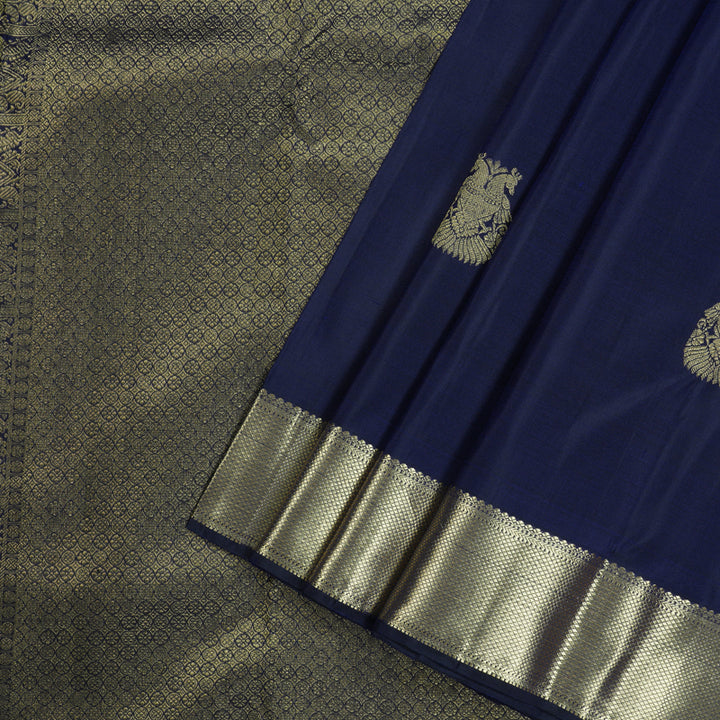 Hayagrivas Handloom Kanjivaram Silk Saree in Opulent Dark Blue KBD1921B7-14