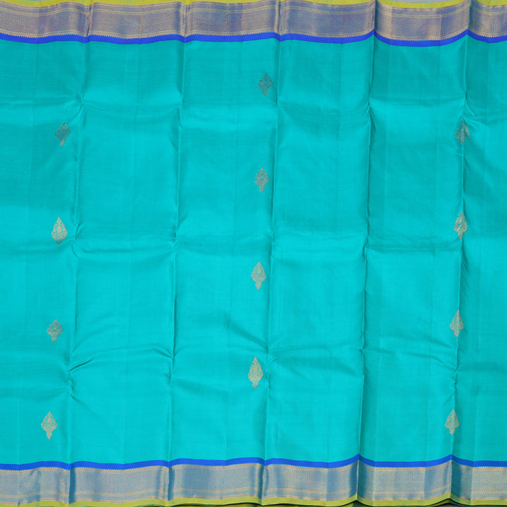 Hayagrivas Handloom Kanjivaram Silk Saree in Mesmerisig Sea Blue KBD1921B7-15