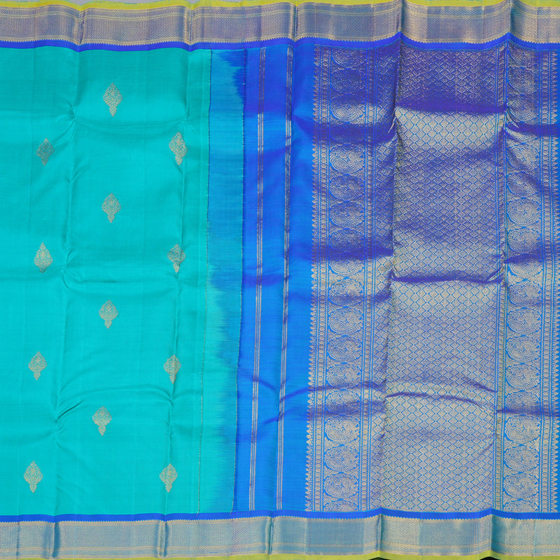 Hayagrivas Handloom Kanjivaram Silk Saree in Mesmerisig Sea Blue KBD1921B7-15