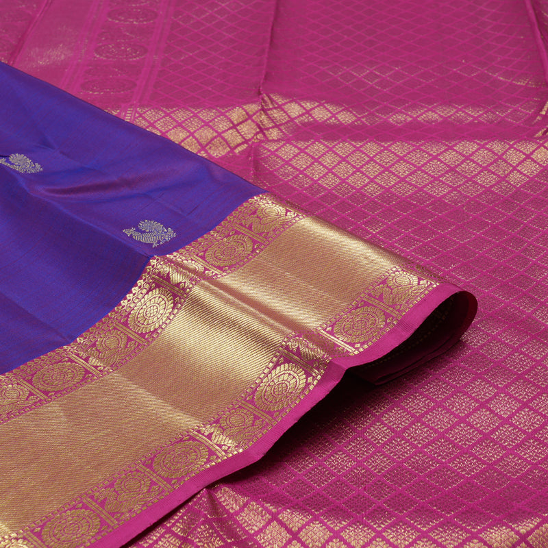 Hayagrivas Purple Handloom Kanjivaram Silk Saree with Pink Border KBD1921B7-8