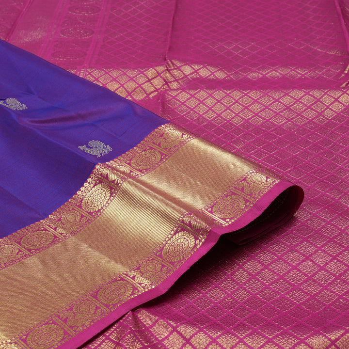 Hayagrivas Purple Handloom Kanjivaram Silk Saree with Pink Border KBD1921B7-8