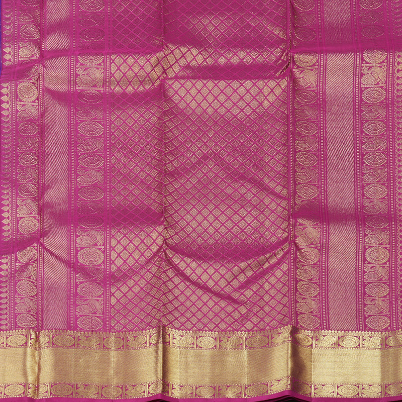 Hayagrivas Purple Handloom Kanjivaram Silk Saree with Pink Border KBD1921B7-8