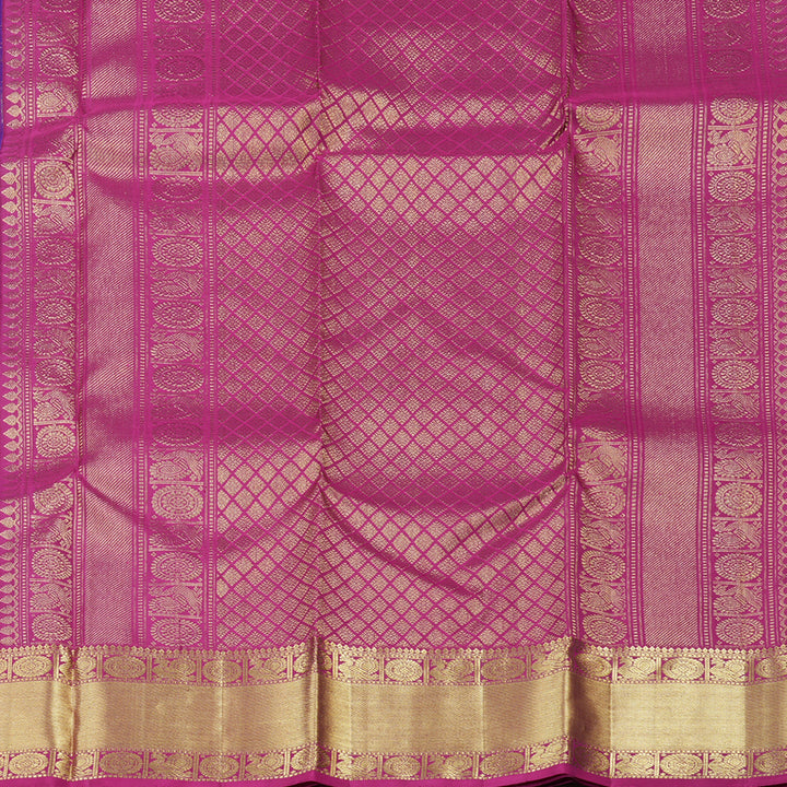 Hayagrivas Purple Handloom Kanjivaram Silk Saree with Pink Border KBD1921B7-8