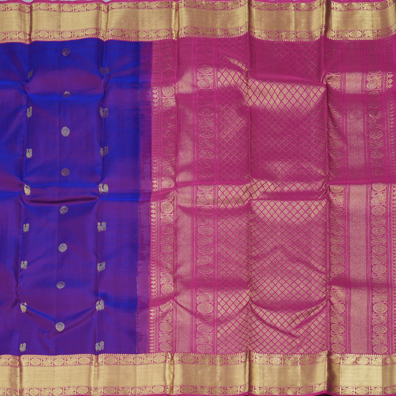 Hayagrivas Purple Handloom Kanjivaram Silk Saree with Pink Border KBD1921B7-8