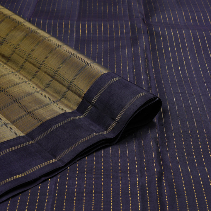 Hayagrivas Fenugreek Handloom Kanjivaram Silk Saree with Dark Plum Purple Border KBD1924B7-1