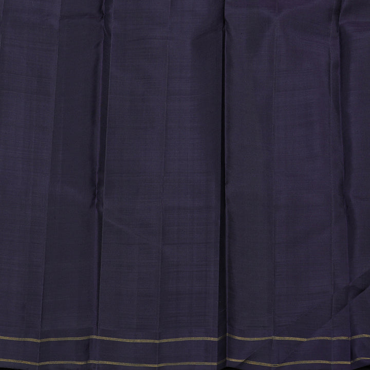 Hayagrivas Fenugreek Handloom Kanjivaram Silk Saree with Dark Plum Purple Border KBD1924B7-1