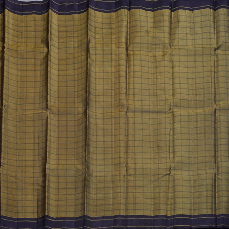 Hayagrivas Fenugreek Handloom Kanjivaram Silk Saree with Dark Plum Purple Border KBD1924B7-1