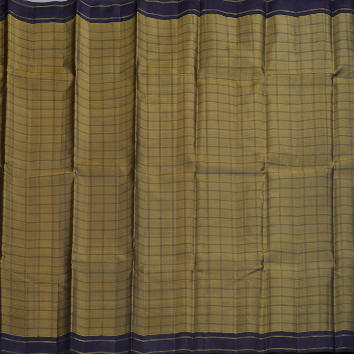Hayagrivas Fenugreek Handloom Kanjivaram Silk Saree with Dark Plum Purple Border KBD1924B7-1