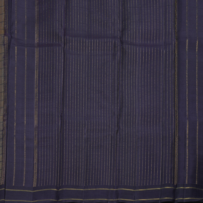 Hayagrivas Fenugreek Handloom Kanjivaram Silk Saree with Dark Plum Purple Border KBD1924B7-1
