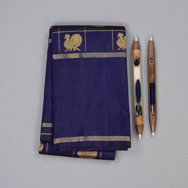 Hayagrivas Dark Blue Handloom Kanjivaram Silk Saree with Dark Blue Border KBD1927B1-1