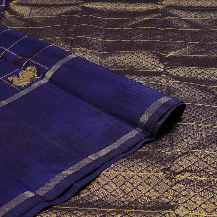Hayagrivas Dark Blue Handloom Kanjivaram Silk Saree with Dark Blue Border KBD1927B1-1