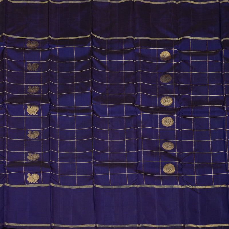 Hayagrivas Dark Blue Handloom Kanjivaram Silk Saree with Dark Blue Border KBD1927B1-1