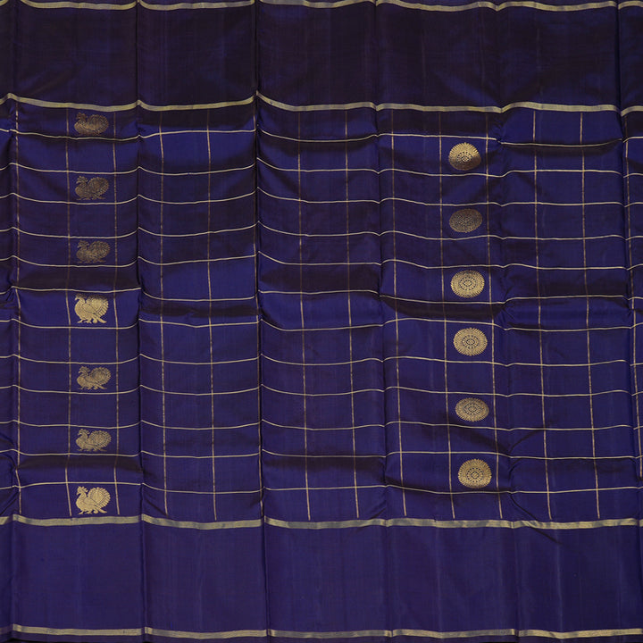 Hayagrivas Dark Blue Handloom Kanjivaram Silk Saree with Dark Blue Border KBD1927B1-1